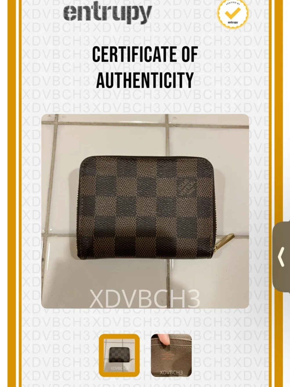 Louis Vuitton Damier Ebene Small Zipped Coin Purse - Dark Brown Checker - Picture 10 of 10